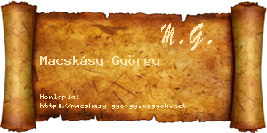 Macskásy György névjegykártya
